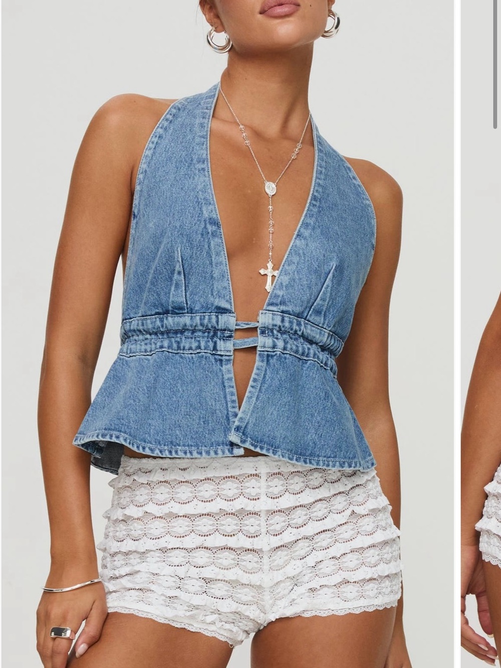 NWT Princess Polly Sequoia Denim Halter Top